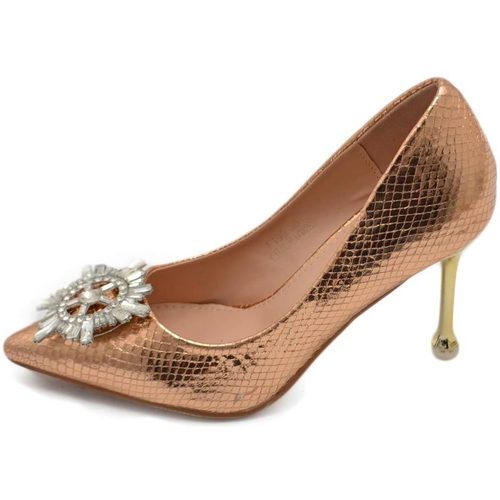 Scarpe Donna Décolleté Malu Shoes Decolette' scarpa donna in laminato lucido cocco oro rosa gioie Oro