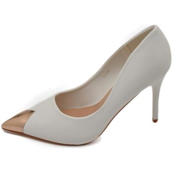 Scarpe Donna Décolleté Malu Shoes Decolette' donna a punta pelle matte bianco liscio con punta or Bianco
