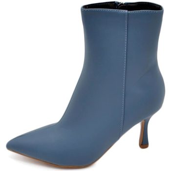 Scarpe Donna Tronchetti Malu Shoes Tronchetto stivaletto azzurro polvere donna linea Basic con tac Blu
