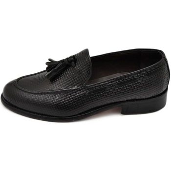 Image of Scarpe Malu Shoes Scarpe Scarpe mocassino nappine uomo elegante NERO vera pelle trama a
