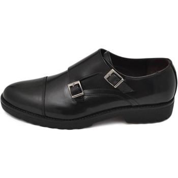 Scarpe Uomo Derby & Richelieu Malu Shoes Scarpe uomo doppia fibbia eleganti vera pelle nera suola in gom Nero