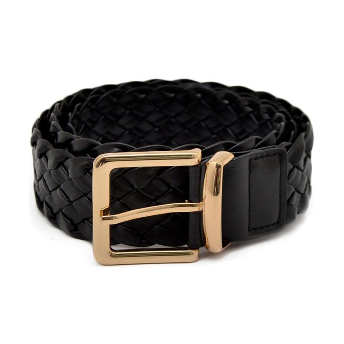 Accessori Donna Cinture Malu Shoes Cintura donna nero con fibbia oro trama intrecciata regolabile Nero
