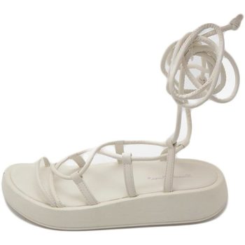 Scarpe Donna Sandali Malu Shoes Sandali donna bianco con platform zeppa con fasce sottili incro Bianco
