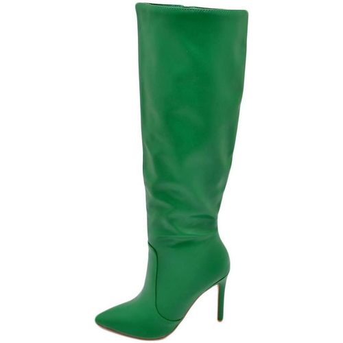 Scarpe Donna Stivali Malu Shoes Stivali alti donna al ginocchio in pelle verde bosco a punta ta Verde
