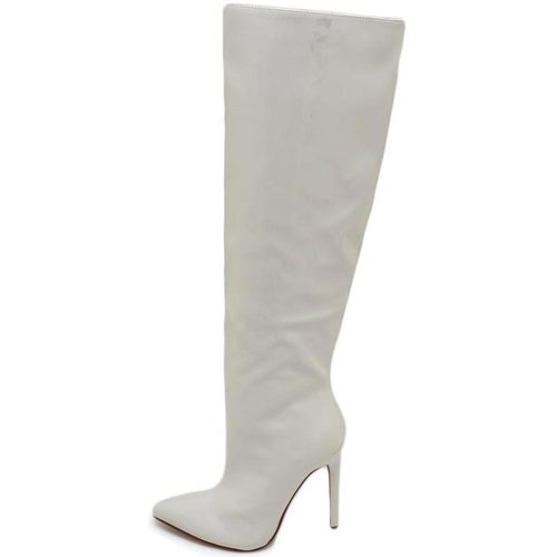 Scarpe Donna Stivali Malu Shoes Stivale alto donna bianco ecopelle lucida effetto calzino con t Bianco