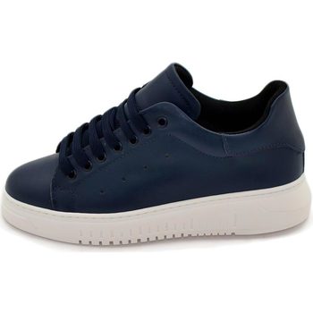 Image of Sneakers Malu Shoes Scarpe Sneakers uomo army in vera pelle vitello spazzolato blu con fon