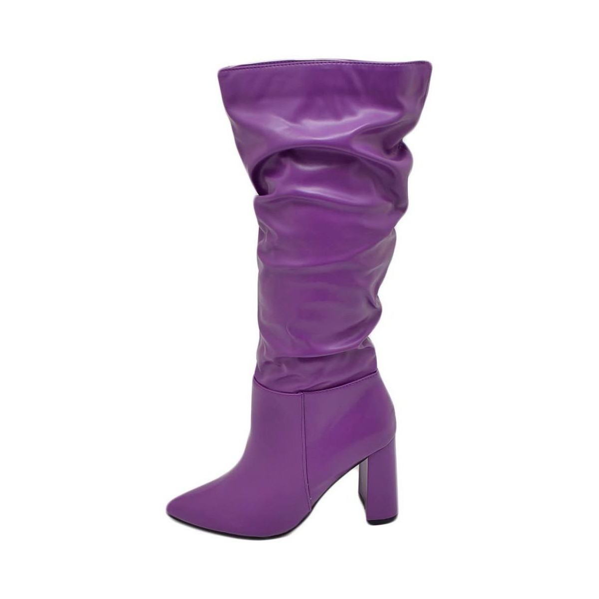 Scarpe Donna Stivali Malu Shoes Stivali donna alti in ecopelle viola al ginocchio a punta arric Viola