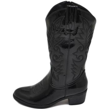 Scarpe Donna Stivali Malu Shoes Stivali donna camperos texani stile western neri con fantasia l Nero