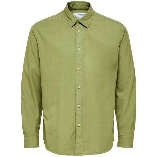 Abbigliamento Uomo Camicie maniche lunghe Selected 16087722 REGPASTEL-MOSSTONE Verde