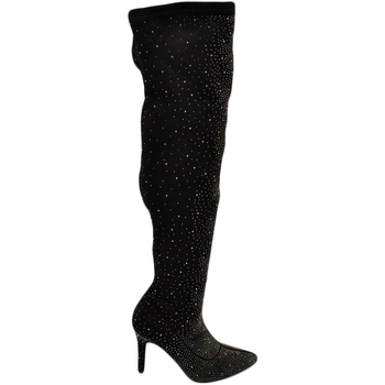 Scarpe Donna Stivali Malu Shoes Stivale donna a punta alto sopra al ginocchio camoscio nero ric Nero