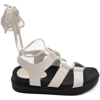 Scarpe Donna Sandali Malu Shoes Sandali donna donna bianco con platform zeppa nero con fasce la Bianco