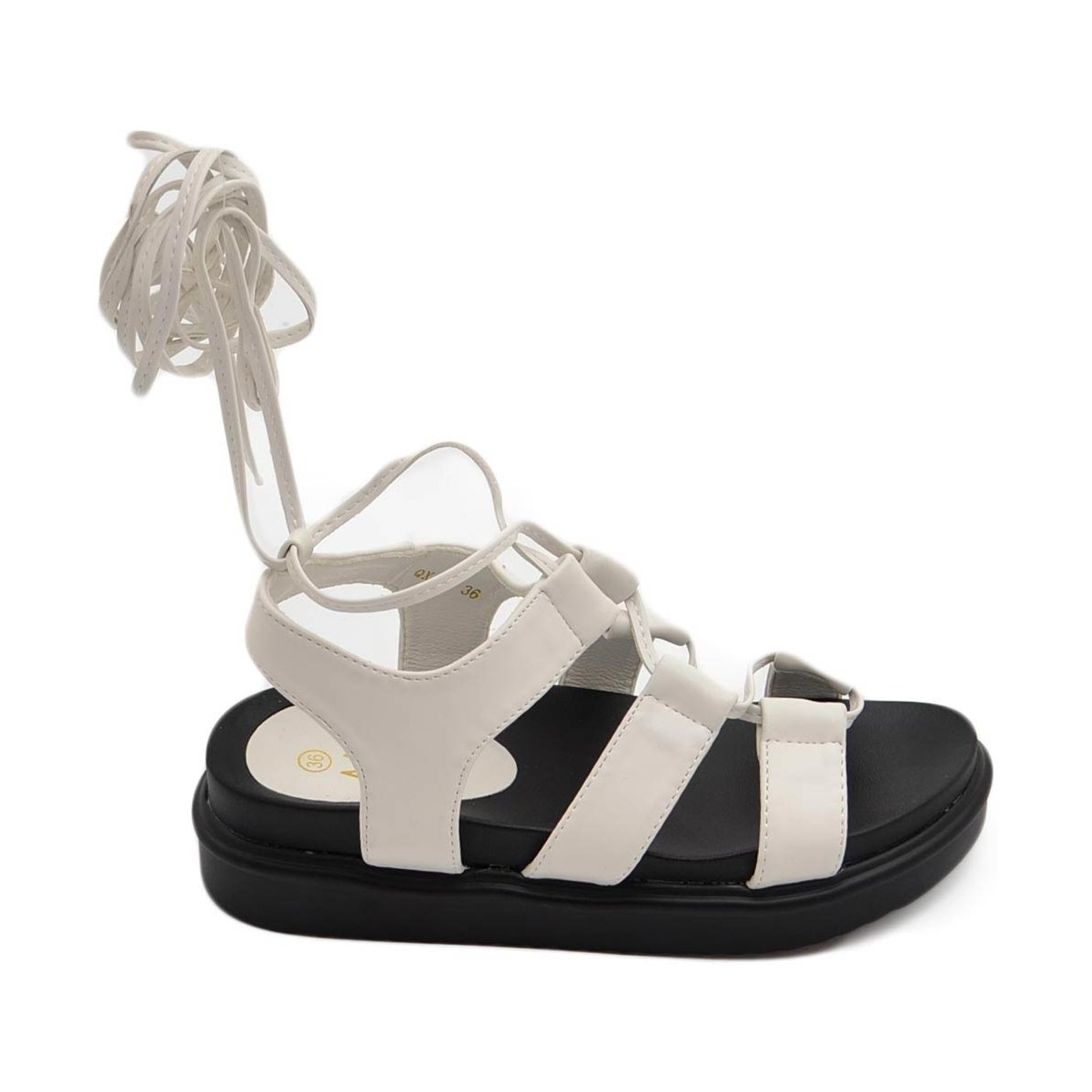 Scarpe Donna Sandali Malu Shoes Sandali donna donna bianco con platform zeppa nero con fasce la Bianco