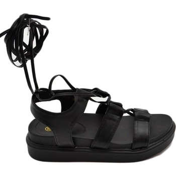 Scarpe Donna Sandali Malu Shoes Sandali donna donna con platform zeppa nero con fasce larga inc Nero