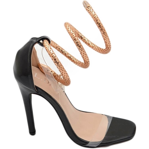 Scarpe Donna Sandali Malu Shoes Sandali tacco donna con fasce trasparenti tacco 12 a spillo e a Nero