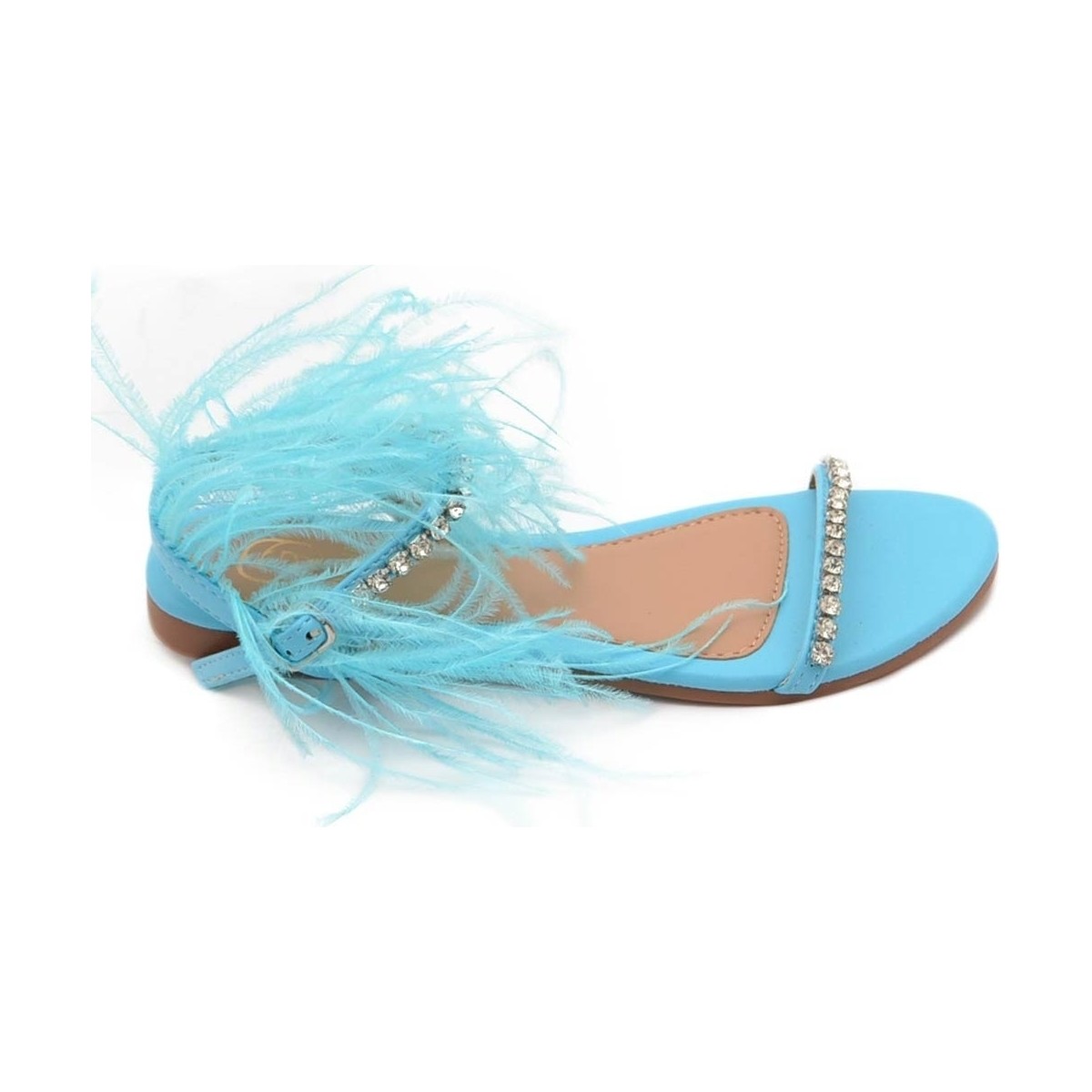 Scarpe Donna Sandali Malu Shoes Pantofoline allacciata alla caviglia donna piume peluche con ap Multicolore