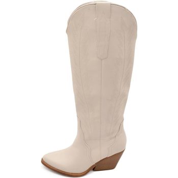 Image of Stivali Malu Shoes Scarpe Stivali donna camperos texani stile western beige con cucitura