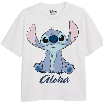 Abbigliamento Bambina T-shirts a maniche lunghe Lilo & Stitch Aloha Bianco