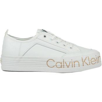 Scarpe Donna Sneakers Calvin Klein Jeans SCARPA CON PLATEAU IN PELLE Bianco