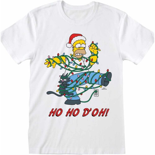 Abbigliamento T-shirts a maniche lunghe Simpson Ho Ho D'oh! Bianco