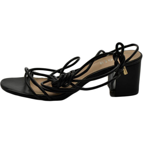 Scarpe Donna Sandali Malu Shoes Sandalo donna nero intrecciato con tacco basso largo comodo 5 c Nero