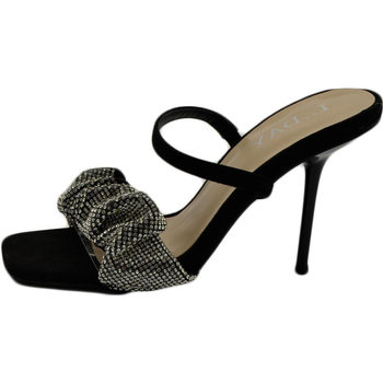 Scarpe Donna Sandali Malu Shoes Sandalo gioiello nero donna tacco 10 fascia arricciata di stras Nero