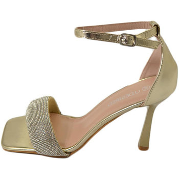 Scarpe Donna Sandali Malu Shoes Sandalo gioiello donna con tacco 10 oro fascia di strass luccic Oro