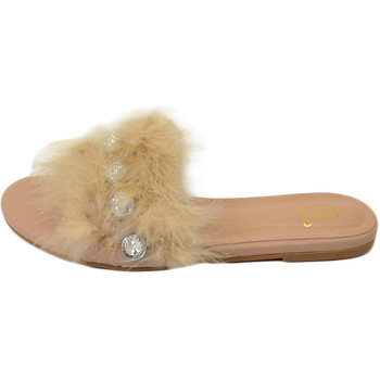 Image of Scarpe Malu Shoes Scarpe Pantofoline donna pelliccia peluche pelo con applicazioni beige