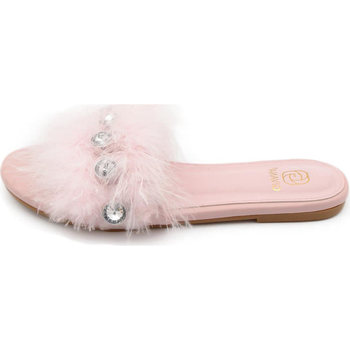 Scarpe Donna Ciabatte Malu Shoes Pantofoline donna pelliccia peluche pelo con applicazioni rosa Rosa