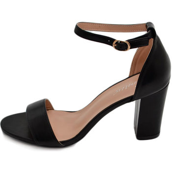 Scarpe Donna Sandali Malu Shoes Sandalo alto donna nero con tacco doppio 7 cm cinturino alla ca Nero