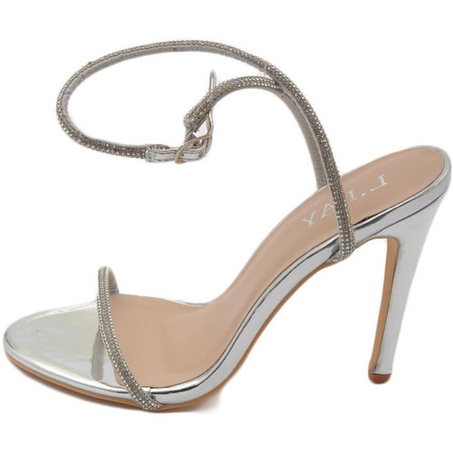 Scarpe Donna Sandali Malu Shoes Sandalo gioiello argento donna tacco 12 fascia sottile di stras Multicolore