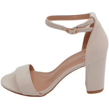 Image of Sandali Malu Shoes Scarpe Sandalo alto donna beige con tacco doppio 7 cm cinturino alla c