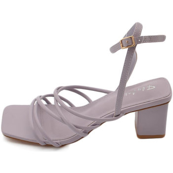 Scarpe Donna Sandali Malu Shoes Sandalo donna lilla glicine intrecciato con tacco basso largo c Viola
