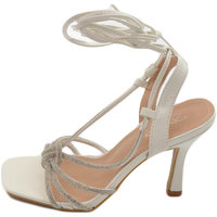 Scarpe Donna Sandali Malu Shoes Sandalo donna gioiello open toe bianco intrecciato tacco a spil Bianco