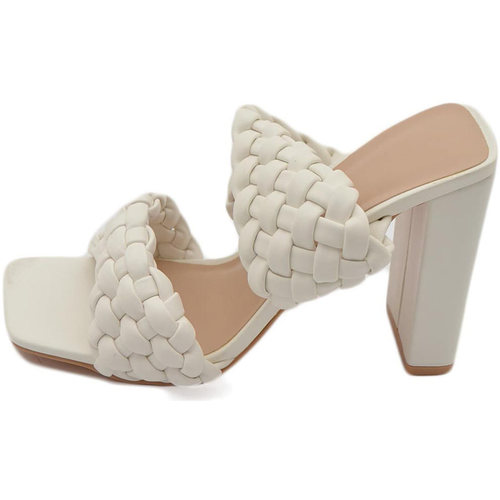 Scarpe Donna Sandali Malu Shoes Sandalo donna bianco mules sabot con tacco largo comodo 12 dopp Bianco
