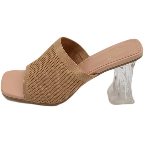 Scarpe Donna Sandali Malu Shoes Sandali donna mules pantofole in tessuto elastico nude e tacco Beige