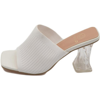 Scarpe Donna Sandali Malu Shoes Sandali donna mules pantofole in tessuto elastico bianco e tacc Bianco