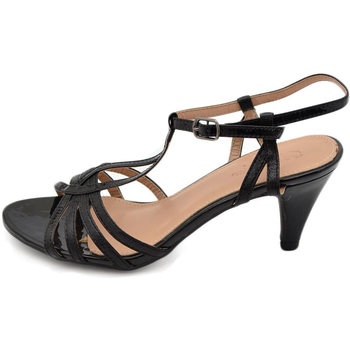Scarpe Donna Sandali Malu Shoes Sandali tacco donna a fascette nero anni 60 tacco a ronchetto 5 Nero