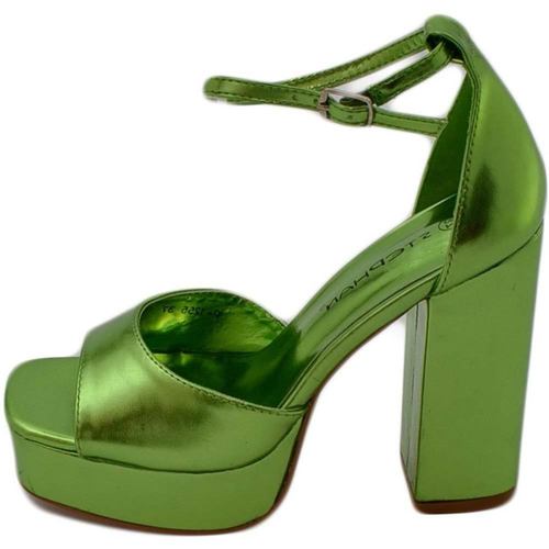 Scarpe Donna Sandali Malu Shoes SANDALO DONNA TACCO IN PELLE VERDE ACIDO TACCO DOPPIO 12 CM PLA Verde
