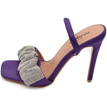 Scarpe Donna Sandali Malu Shoes Sandalo gioiello viola donna tacco 10 fascia arricciata di stra Viola