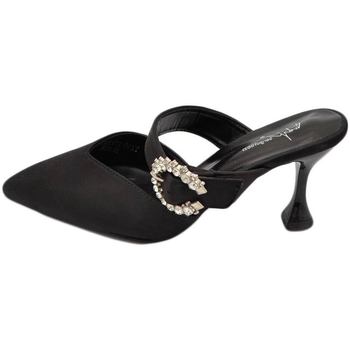 Scarpe Donna Décolleté Malu Shoes Decollete' donna tacco sottile 8 comfort nero in raso open toe Nero
