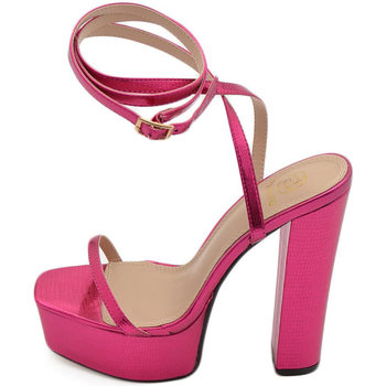 Scarpe Donna Sandali Malu Shoes SANDALO DONNA TACCO IN PELLE FUCSIA TACCO DOPPIO 15 CM PLATEAU Multicolore