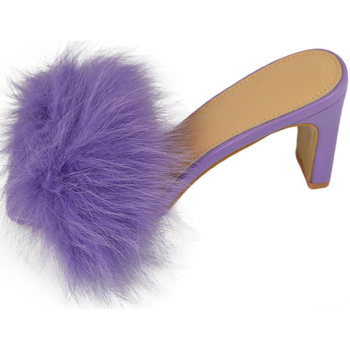 Scarpe Donna Sandali Malu Shoes Scarpe donna mules col tacco viola pastello pelliccia rosa con Viola