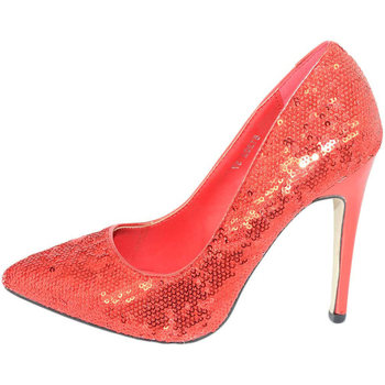 Scarpe Donna Décolleté Malu Shoes Decollete' scarpe donna a punta in paillettes rosso con tacco a Rosso