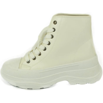 Scarpe Donna Sneakers alte Malu Shoes Sneakers alta donna stivaletto basic punta bianco gomma platfor Bianco