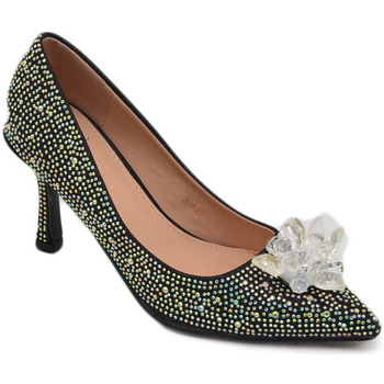 Scarpe Donna Décolleté Malu Shoes Decolette' scarpa donna gioiello spilla cristallo di ghiaccio n Nero