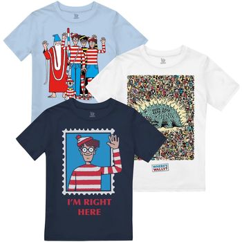 Abbigliamento Bambino T-shirts a maniche lunghe Wheres Wally? Can You Find Him Bianco