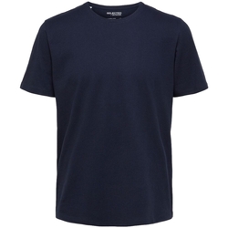 Abbigliamento Uomo T-shirt & Polo Selected Noos Pan Linen T-Shirt - Navy Blazer Blu