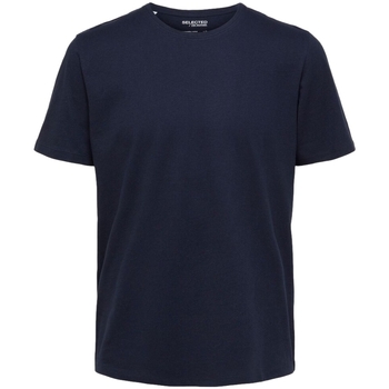 Abbigliamento Uomo T-shirt & Polo Selected Noos Pan Linen T-Shirt - Navy Blazer Blu