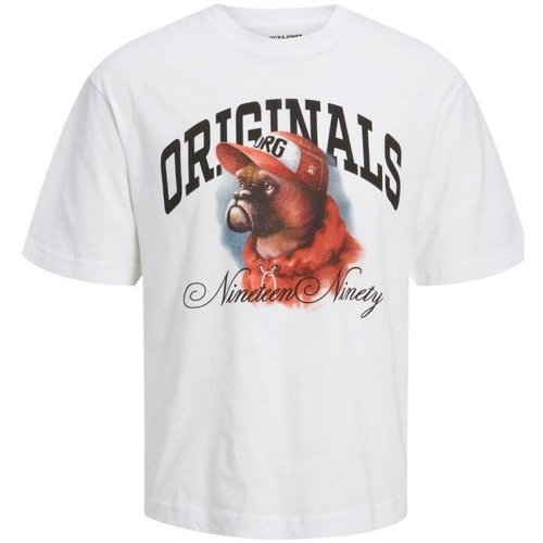 Abbigliamento Uomo T-shirt maniche corte Jack & Jones T-Shirt Uomo Jordenim Dog Bianco