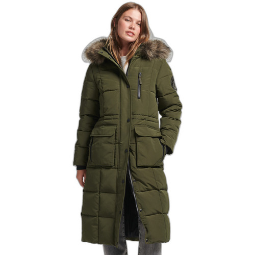 Abbigliamento Donna Piumini Superdry Doudoune longue bordée fausse fourrure femme  Everest Verde